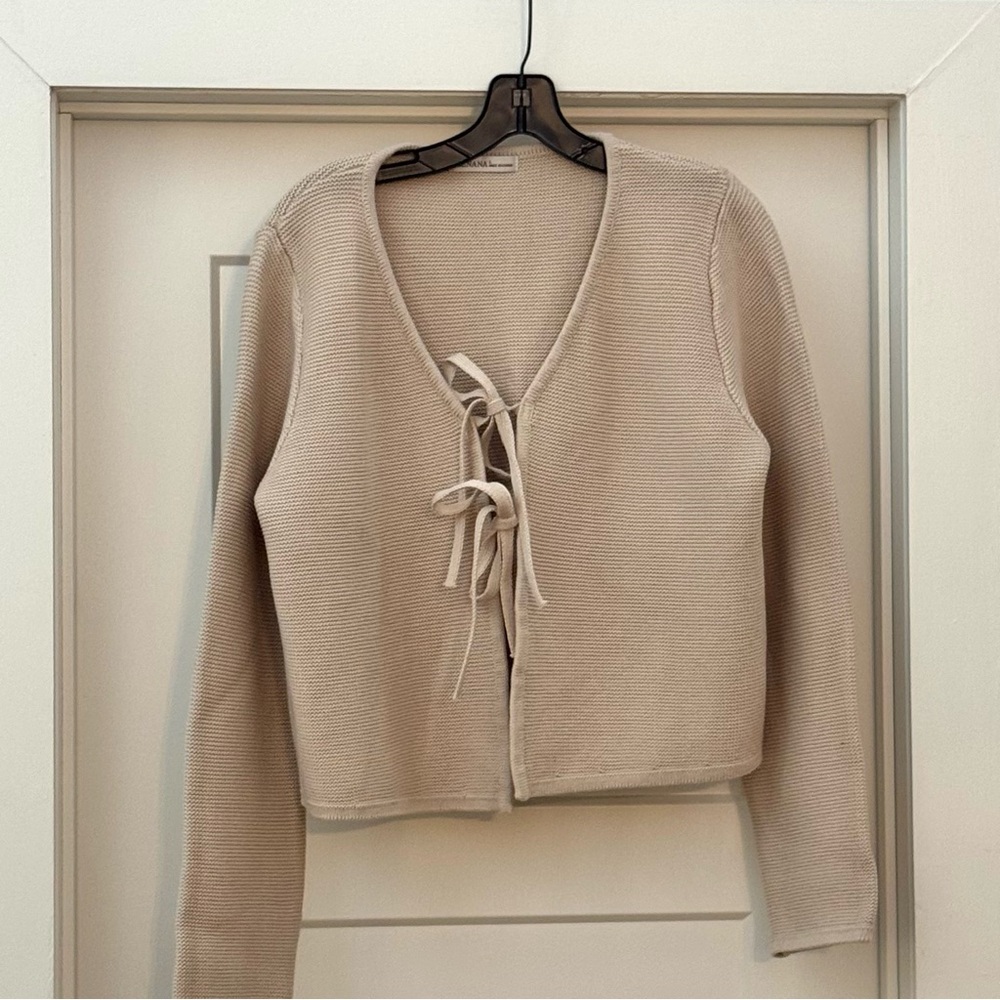 Zenana Outfitters Tan Tie-Front Cardigan NWOT